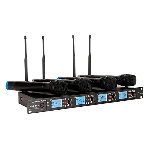 American DJ WM-419 Four-Channel UHF Wireless Handheld Microphone System (540 to 590 MHz) (Open Box) - Image 2