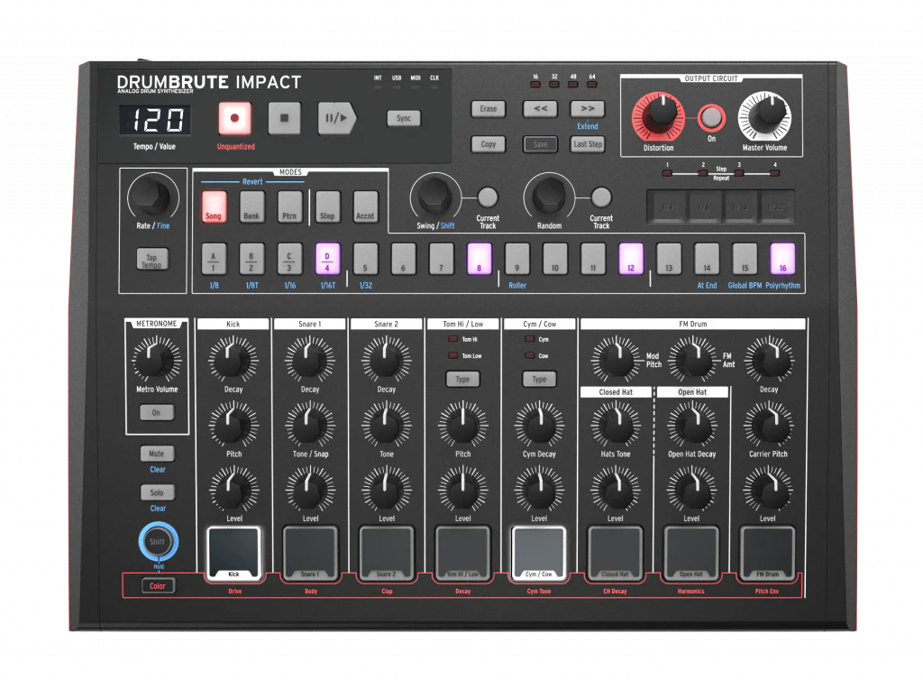 Arturia Drumbrute Impact Special Edition Noir Analog Drum Machine (Black)