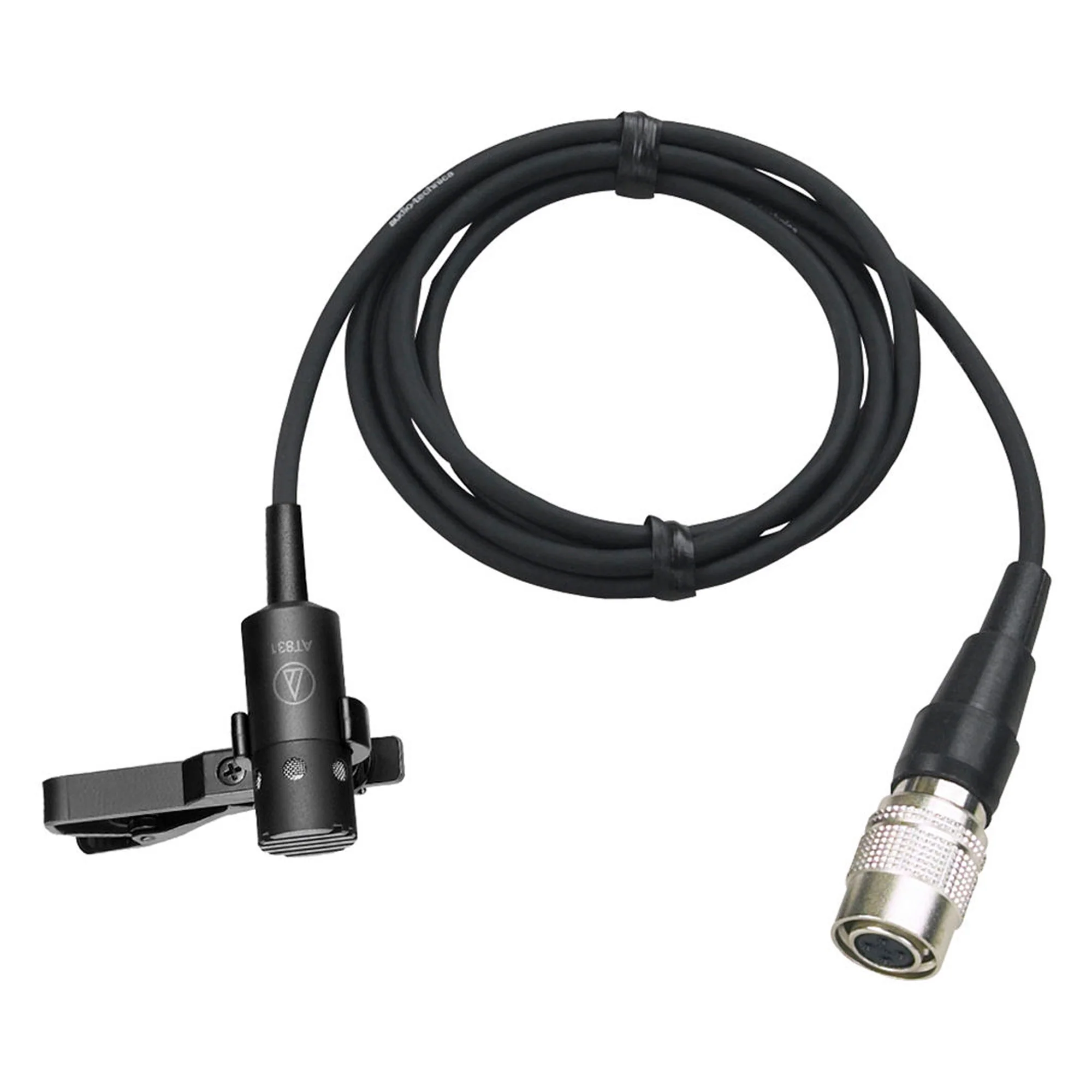 Audio-Technica AT831cW Cardioid Condenser Clip-On Lavalier Mic Terminated with locking 4-pin connector for A-T UniPak® body-pack wireless transmitters