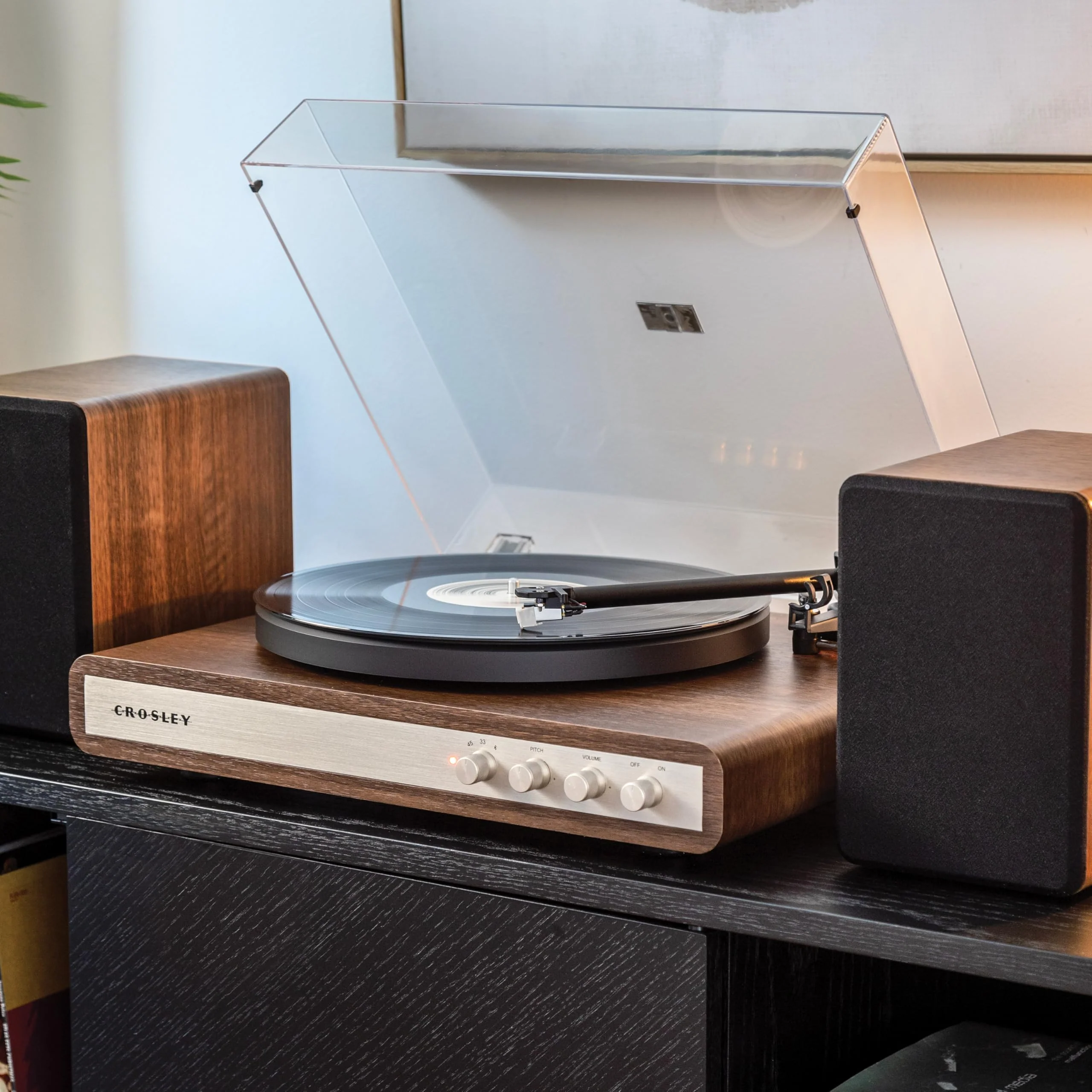 Crosley C65A-WAGL 2-Speed Vinyl Record Player Turntable with 50W Speakers, Walnut - Image 5