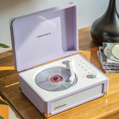 Crosley CR3505A-LN Cruiser Retro Portable CD Player with Stereo Bluetooth Speakers and FM Radio, Lavender - Image 9