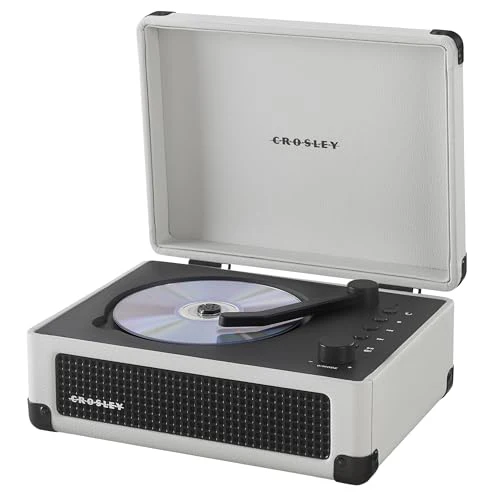 Crosley CR3505DP-WF Cruiser Retro Portable CD Player with Stereo Bluetooth Speakers and FM Radio, White Farmhouse - Image 2