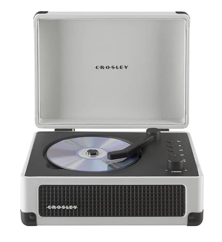 Crosley CR3505DP-WF Cruiser Retro Portable CD Player with Stereo Bluetooth Speakers and FM Radio, White Farmhouse - Image 3