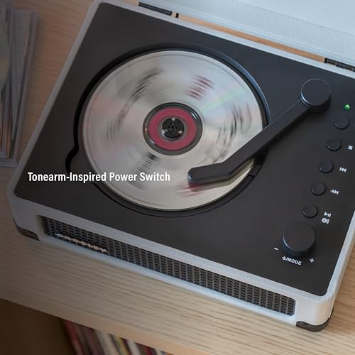 Crosley CR3505DP-WF Cruiser Retro Portable CD Player with Stereo Bluetooth Speakers and FM Radio, White Farmhouse - Image 5