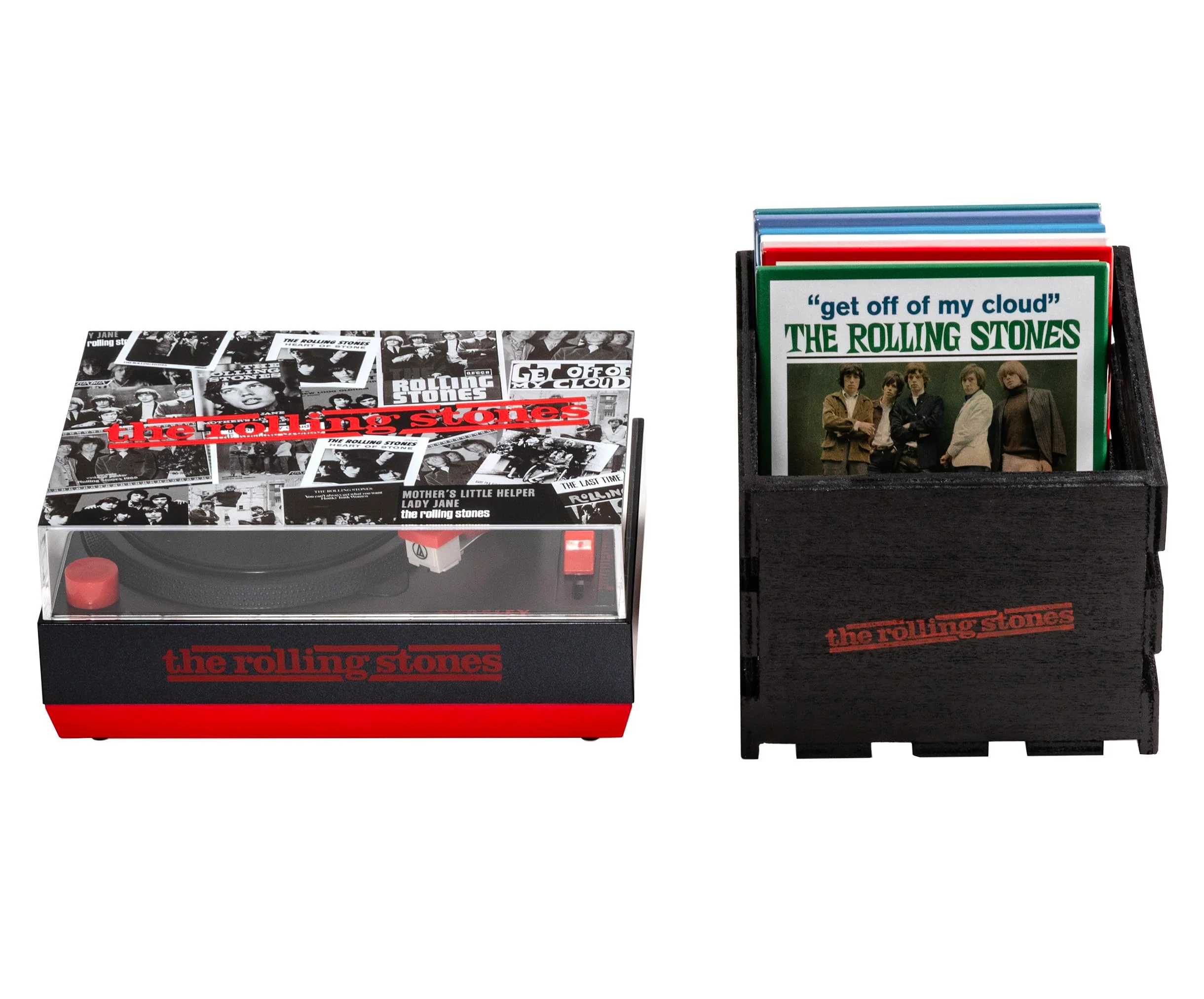 Crosley CR6037BT-RS Rolling Stones RSD3 Mini Turntable with Crate and Six 3-Inch Singles - Image 6