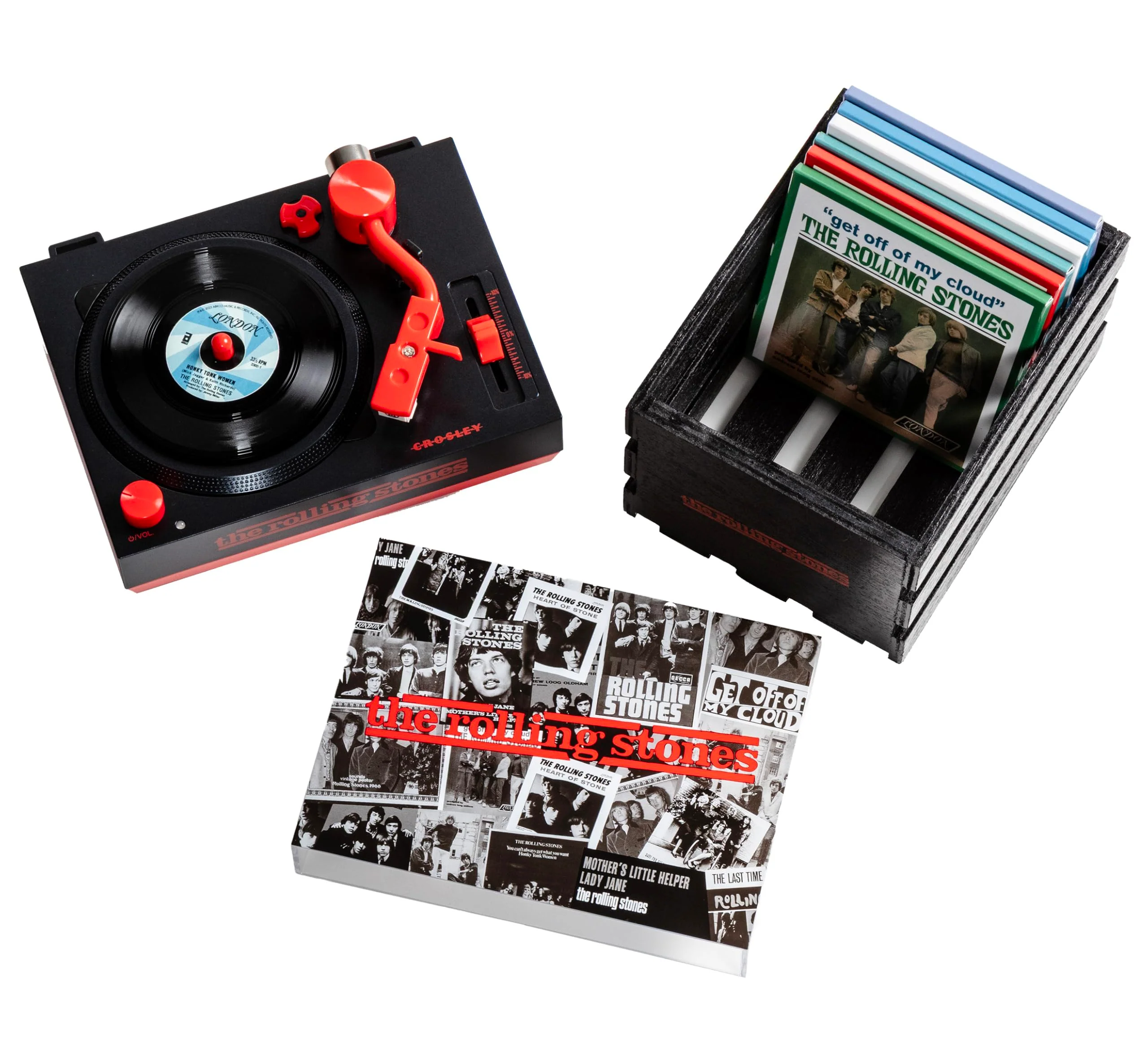 Crosley CR6037BT-RS Rolling Stones RSD3 Mini Turntable with Crate and Six 3-Inch Singles - Image 7