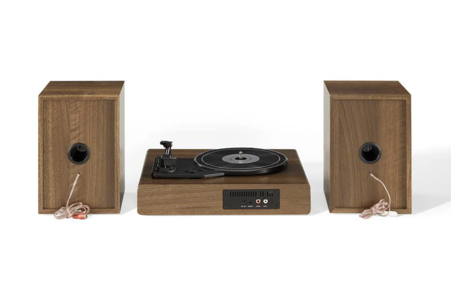 Crosley CR7019A-WA Alto 3-Speed Turntable Shelf System with Bluetooth, FM Radio, and Matching Stereo Speakers, Walnut - Image 4