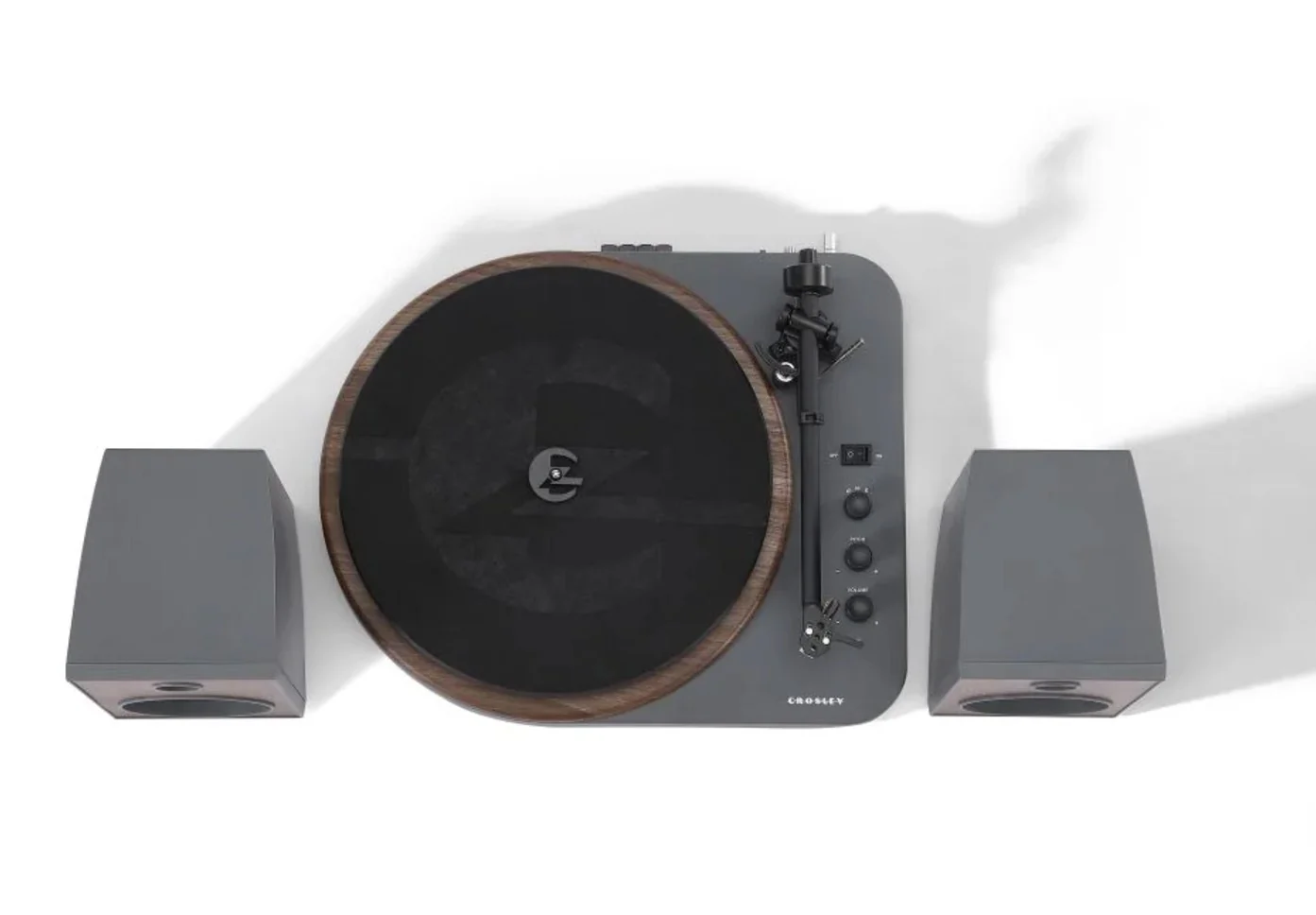 Crosley T160A-GY Automatic Belt-Drive 2-Speed Bluetooth Turntable Shelf System with Stereo Speakers, Gray - Image 3