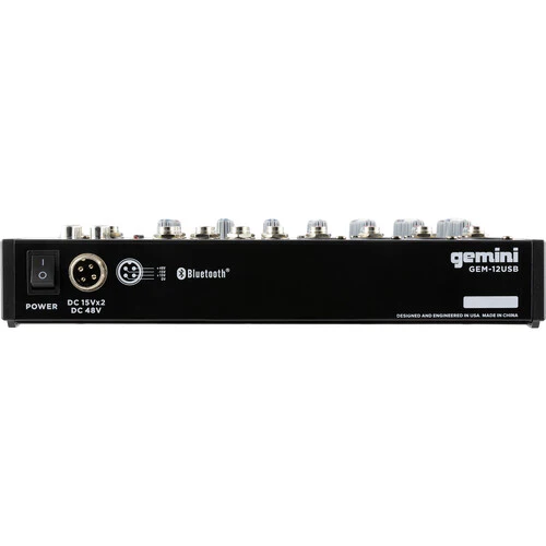 Gemini GEM-12USB Compact 12-Channel Bluetooth Audio Mixer with USB - Image 3