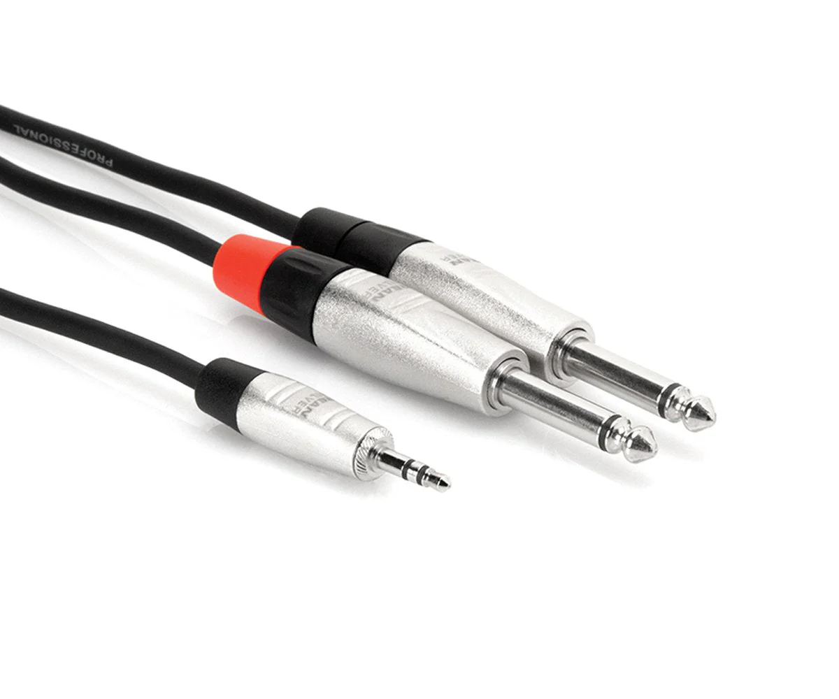 Hosa Pro Stereo Breakout, REAN 3.5 mm TRS to Dual 1/4 in TS (Open Box) - Image 2