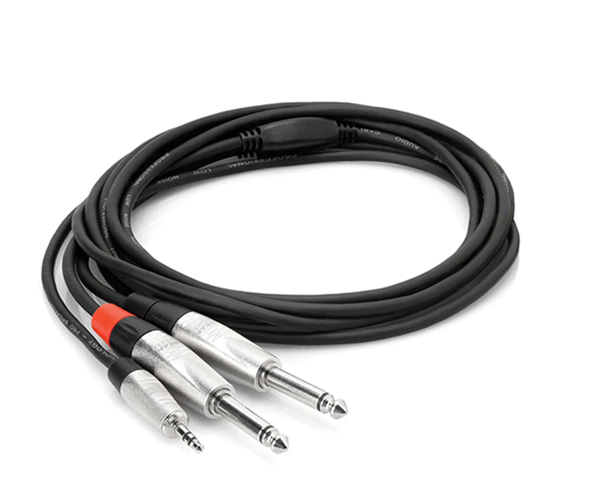Hosa Pro Stereo Breakout, REAN 3.5 mm TRS to Dual 1/4 in TS (Open Box) - Image 3
