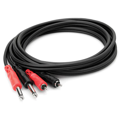 Hosa Technology Two 1/4" Phone Male to Two RCA Male Unbalanced Cable (Molded Plugs) - 10' - Image 2