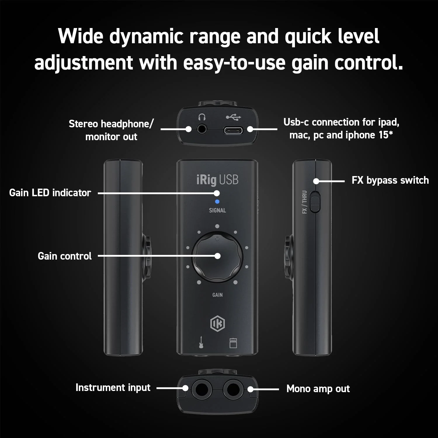 IK Multimedia iRig USB Guitar Audio Interface with USB-C - Image 4