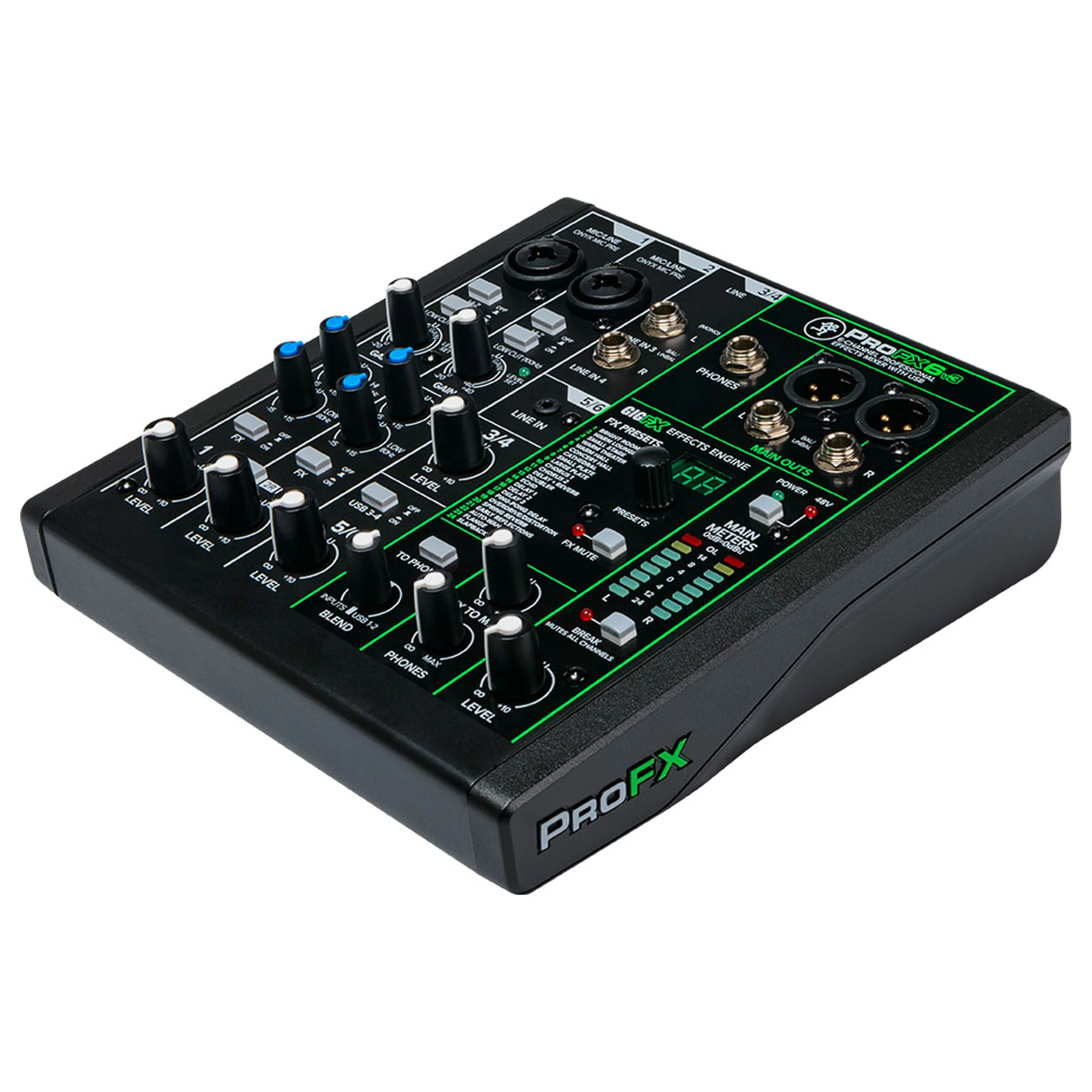 Mackie ProFXv3 Series, 6-Channel Professional Effects Mixer with USB, Onyx Mic Preamps and GigFX effects engine - Unpowered (ProFX6v3) (Open Box) - Image 4