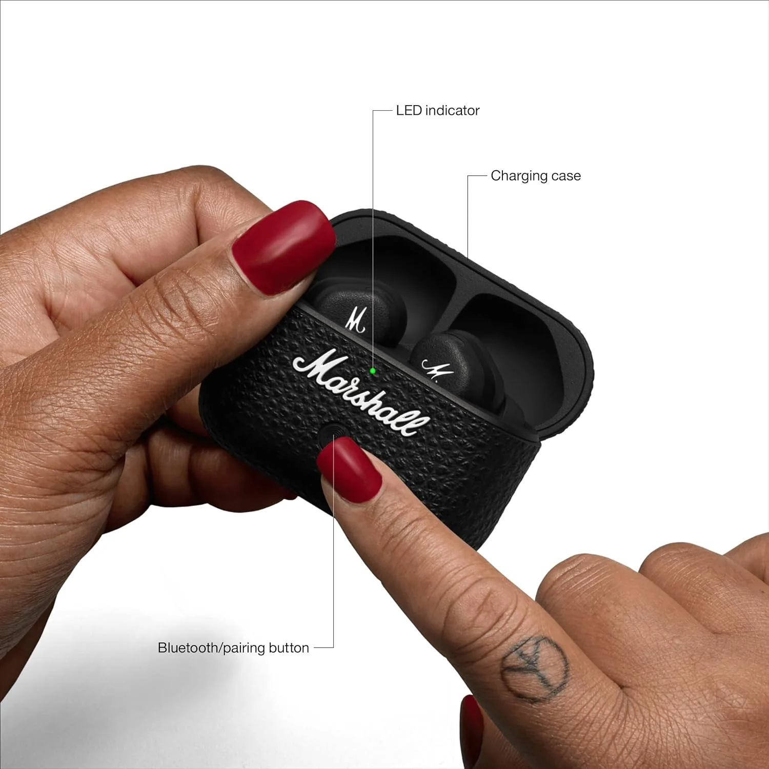 Marshall Motif II True Wireless Active Noise-Canceling Earbuds Headphones, Black - Image 3