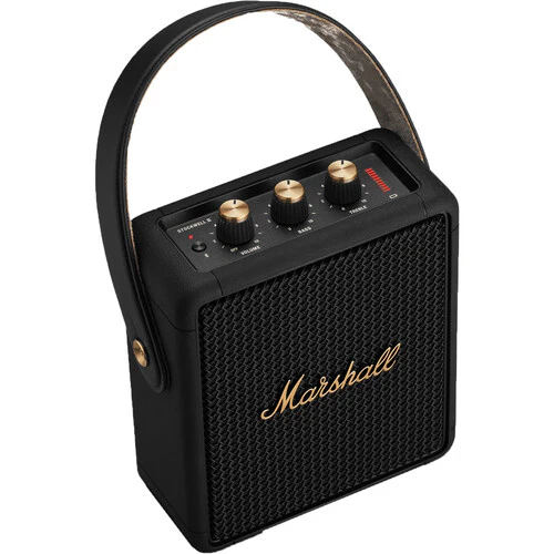 Marshall Stockwell II Portable Bluetooth Speaker, Black and Brass - Image 3