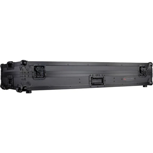 Odyssey Black Low-Profile DJ Coffin with Wheels and Glide Platform for 12" Mixer and Two Turntables