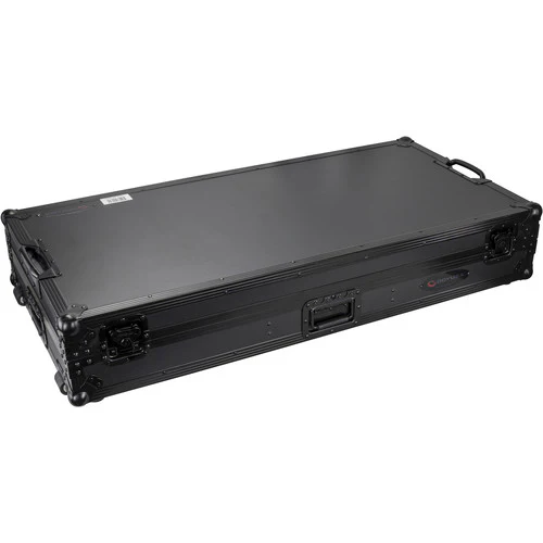Odyssey Black Low-Profile DJ Coffin with Wheels and Glide Platform for 12" Mixer and Two Turntables - Image 2