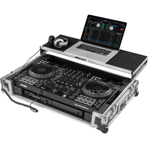 Odyssey DDJ-FLX10 Flight Case with Glide-Style Laptop Platform and Corner Wheels (Black/Silver) (Open Box)