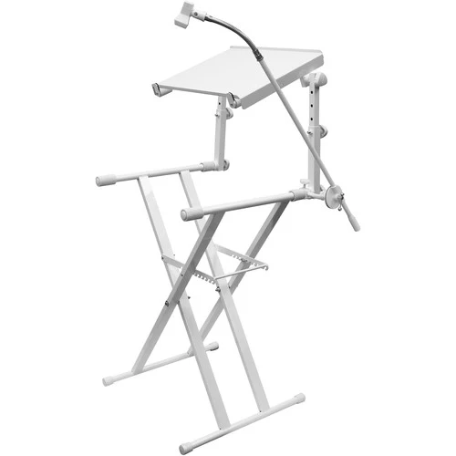 Odyssey Innovative Designs X-Stand Combo Dual-Tier Heavy-Duty Folding Stand with Microphone Boom & Laptop/Gear Shelf (white) - Image 2