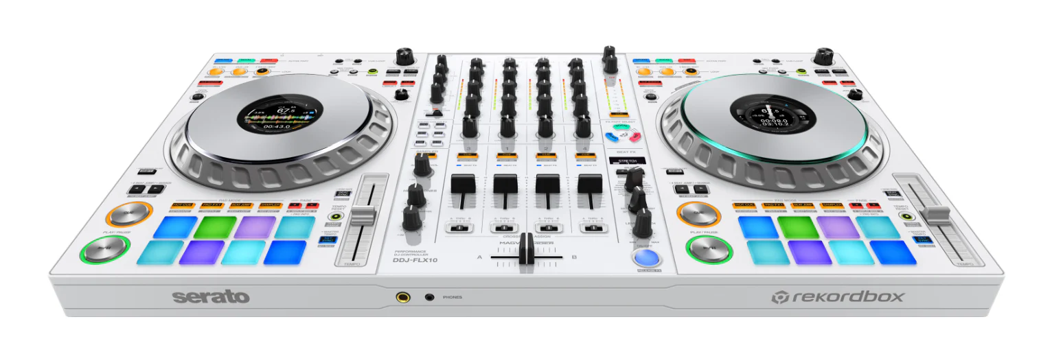 Pioneer DJ DDJ-FLX10-W - 4-channel DJ controller + Odyssey Black Label DDJ-FLX10 1U Flight Case with Glide Style Laptop Platform and Corner Wheels - Image 2