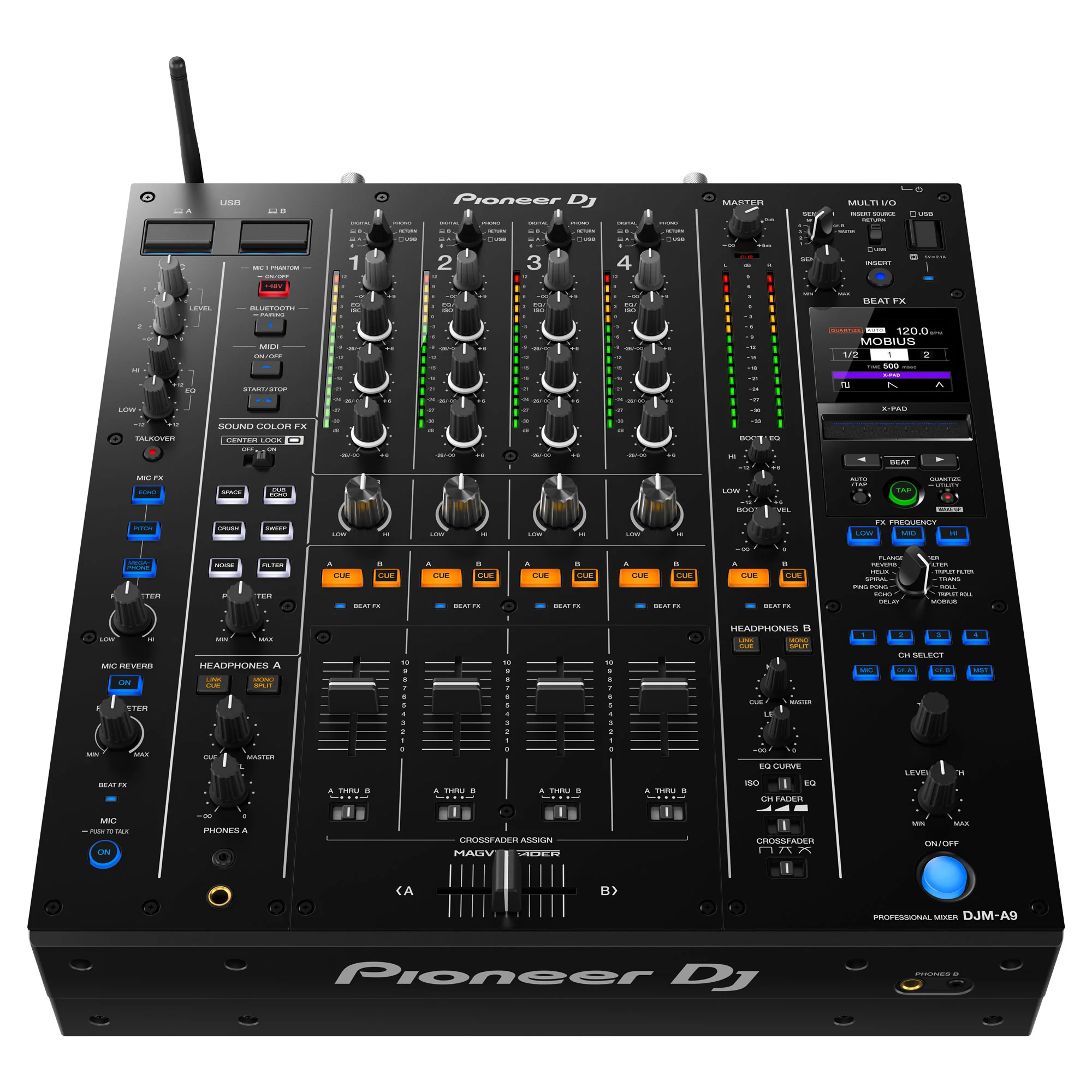 Pioneer DJ DJM-A9 4-Channel Digital Pro-DJ Mixer with Bluetooth, Black (Open Box) - Image 3