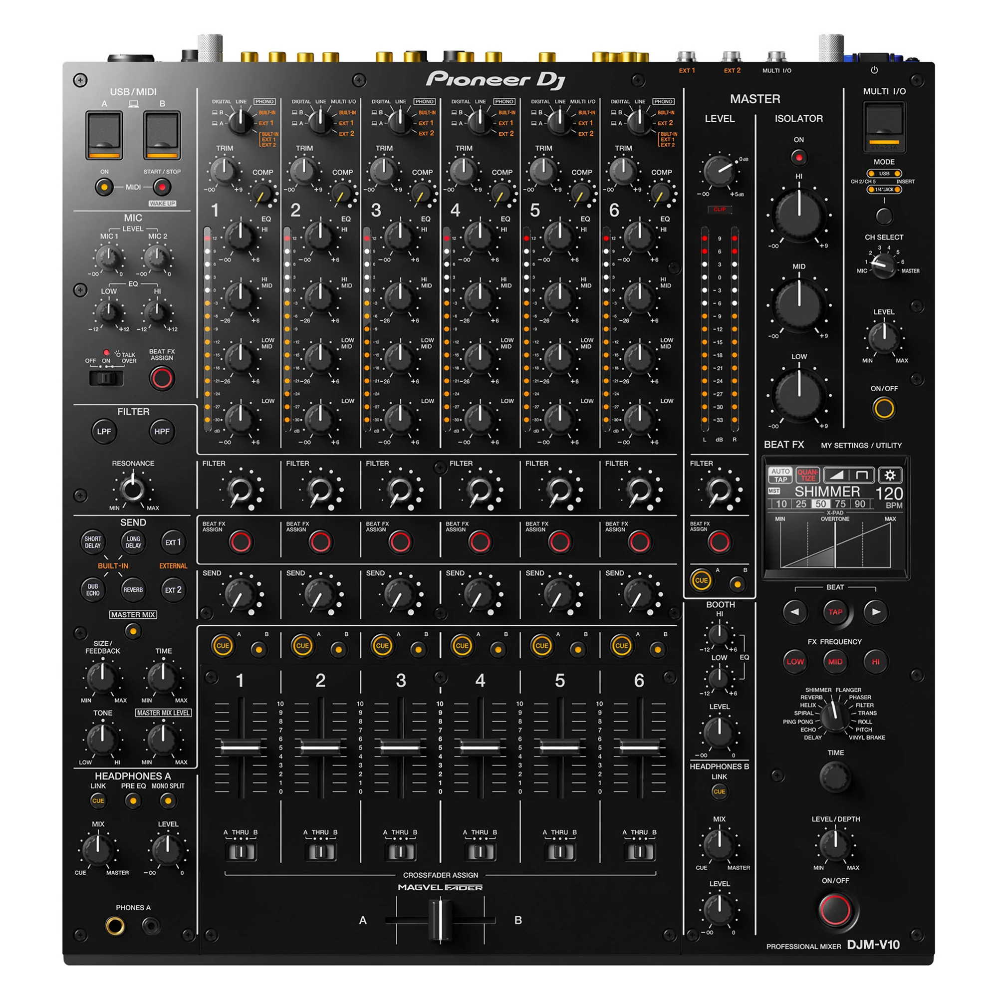 Pioneer DJ DJM-V10 6-Channel Professional DJ Mixer + ProX XS-DJMV10 Case - Image 2