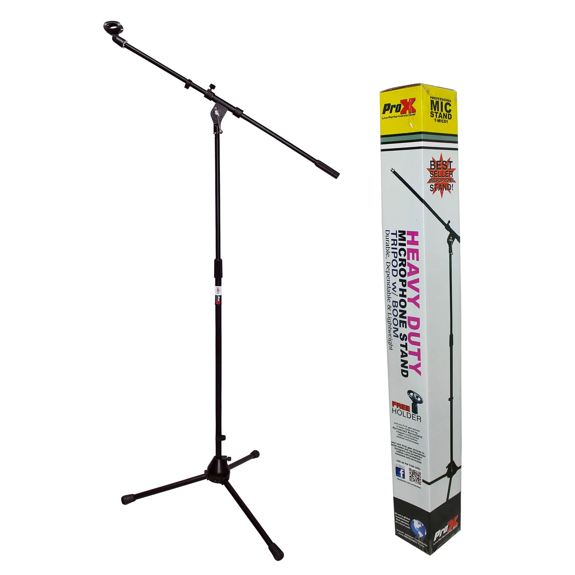 PRO X T-MIC01 Tripod Microphone Stand with Boom