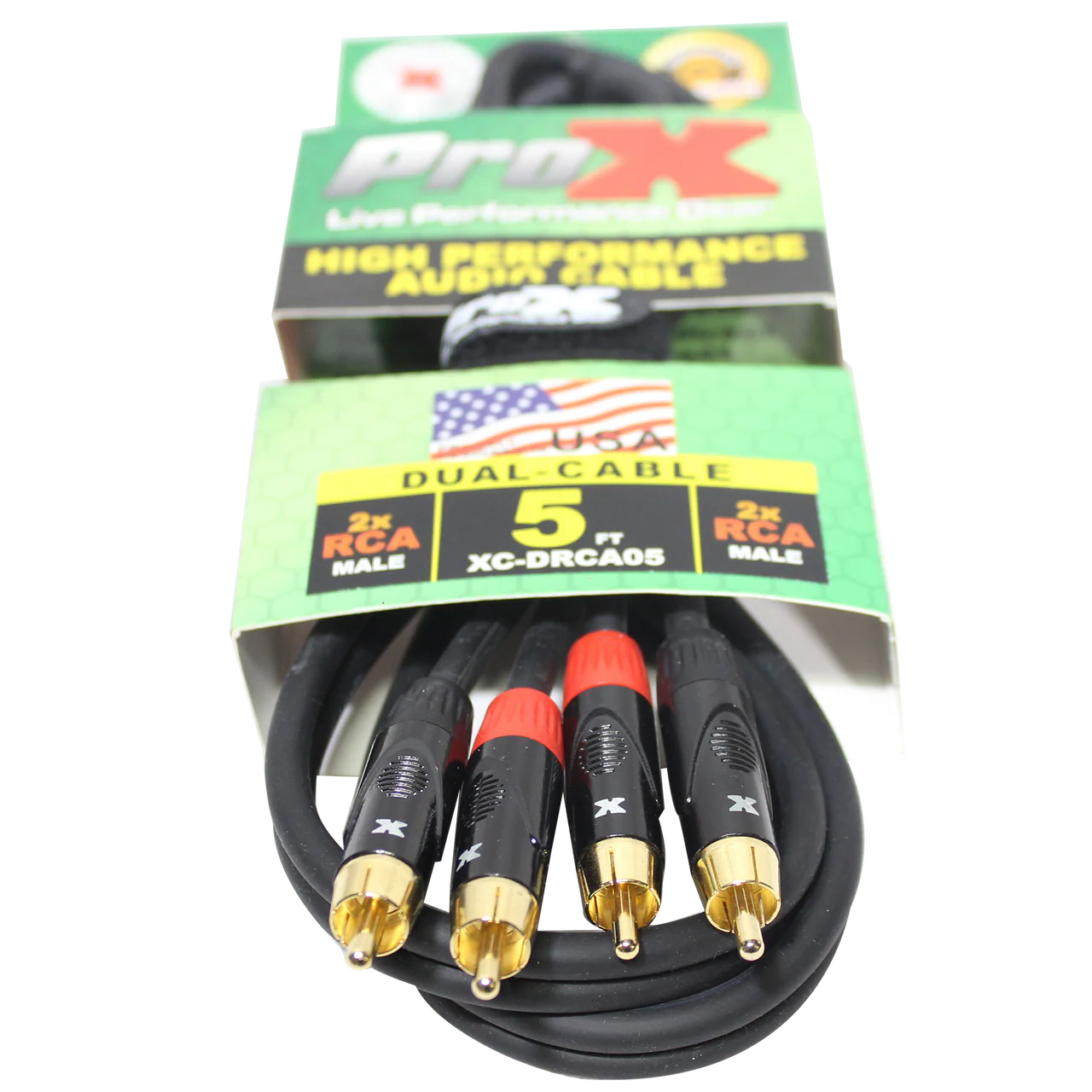 ProX 5 FT. UNBALANCED DUAL RCA-M TO DUAL RCA-M HIGH PERFORMANCE AUDIO CABLE (XC-DRCA05)