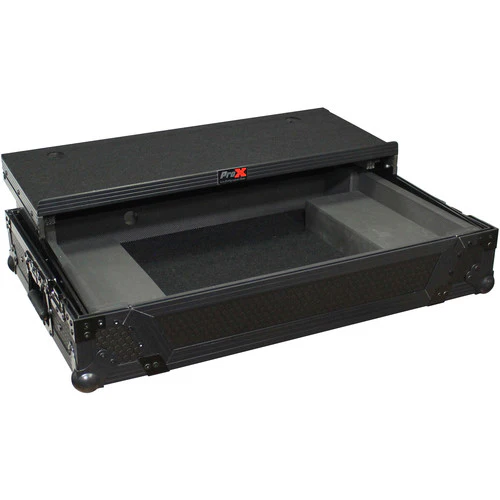 ProX LED Flight Case with 1 RU Rackspace and Wheels for Pioneer DJ DDJ-SX2, DDJ-SX3 & DDJ-RX Controllers (Black on Black) - Image 2