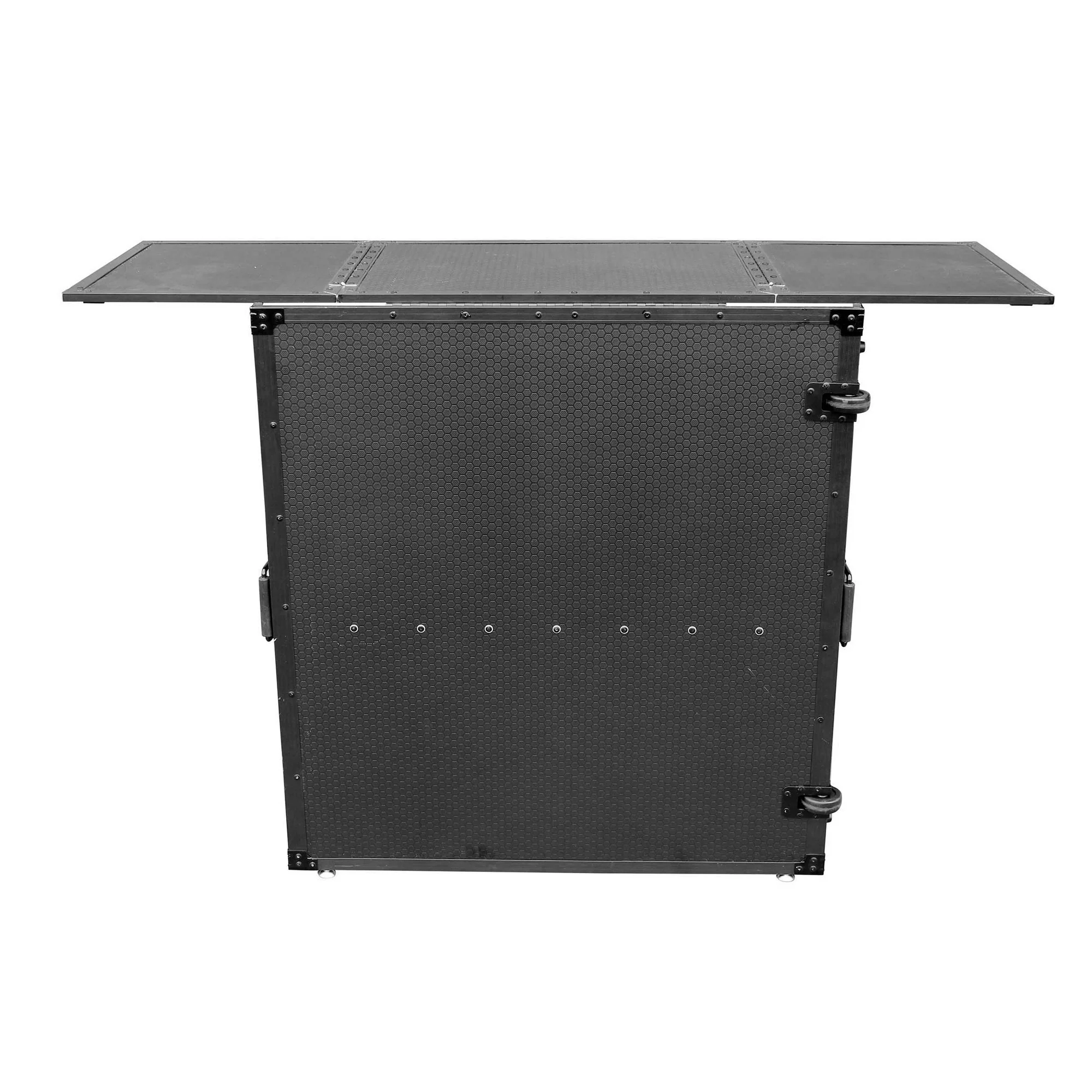 ProX Transformer Series Fold-Away DJ Performance Desk Facade with Wheels (Black/Black) - Image 2
