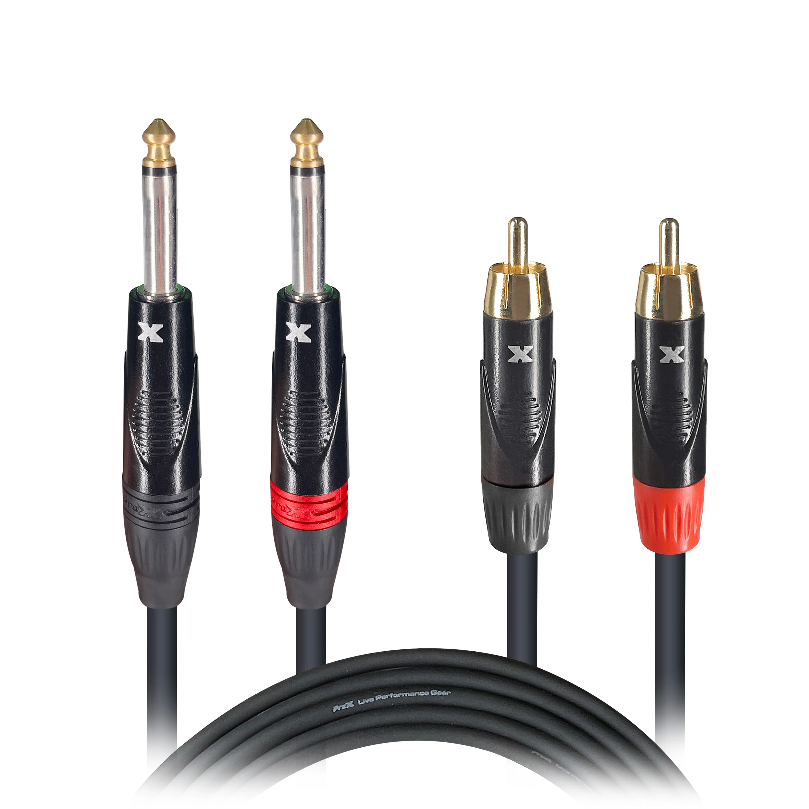ProX XC-DPR10 10' Ft. High Performance 1/4” Male TS to Dual RCA Male Unbalanced Audio Cable (Open Box)