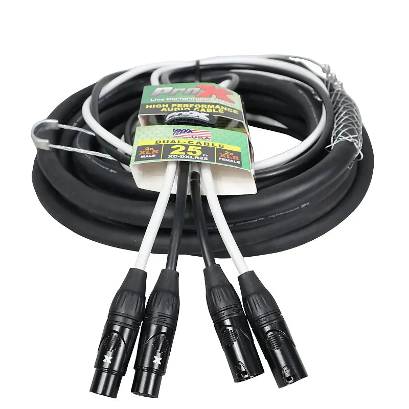 ProX XC-DXLR25 - 25 Ft. Balanced Dual XLR-M to Dual XLR-F High Performance Audio Cable (Open Box) - Image 2