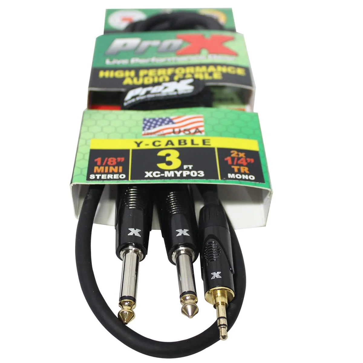 ProX XC-MYP03 3' 1/8" (3.5mm) Mini-TRS to Dual TS-M Unbalanced High Performance Audio Y Cable - Image 2