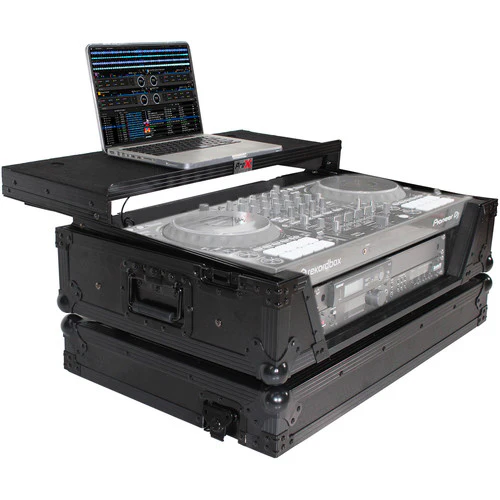 ProX LED Flight Case with 2 RU Rackspace and Wheels for Pioneer DJ DDJ-SX3 or DDJ-1000 (Black on Black) - Image 2