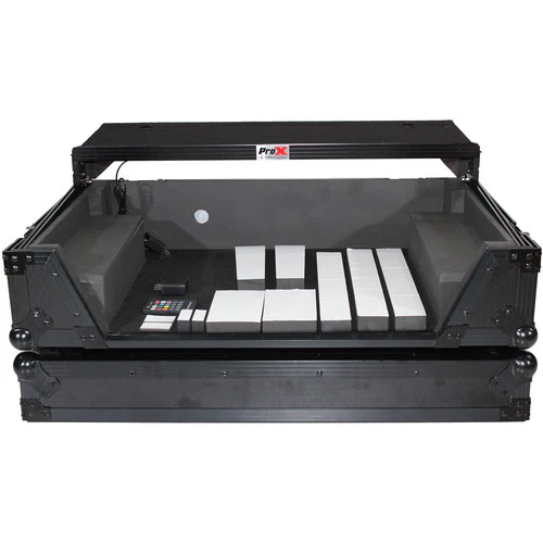 ProX LED Flight Case with 2 RU Rackspace and Wheels for Pioneer DJ DDJ-SX3 or DDJ-1000 (Black on Black) - Image 3