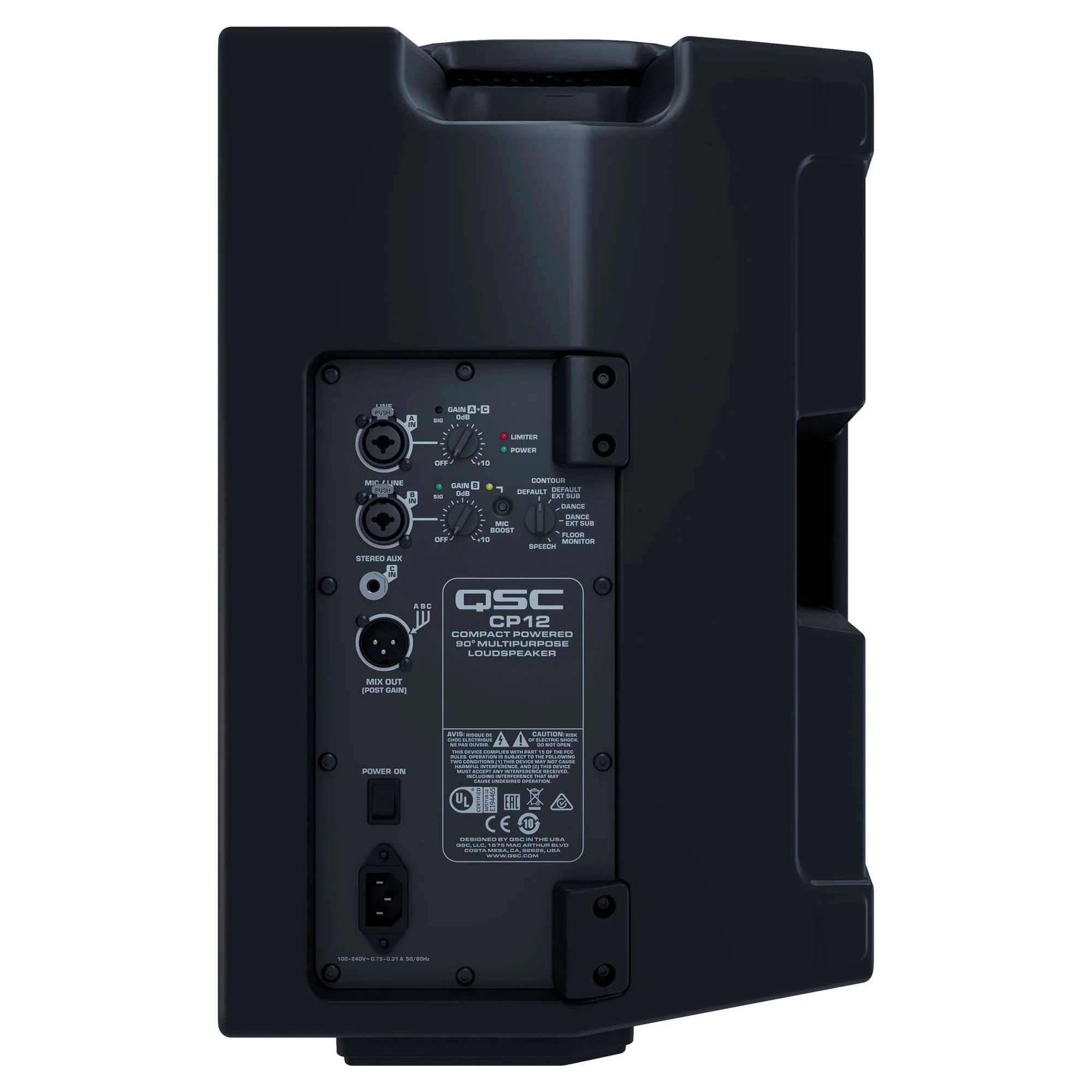 QSC CP12 Two-Way 12" 1000W Compact Powered Loudspeaker with DSP - Image 3