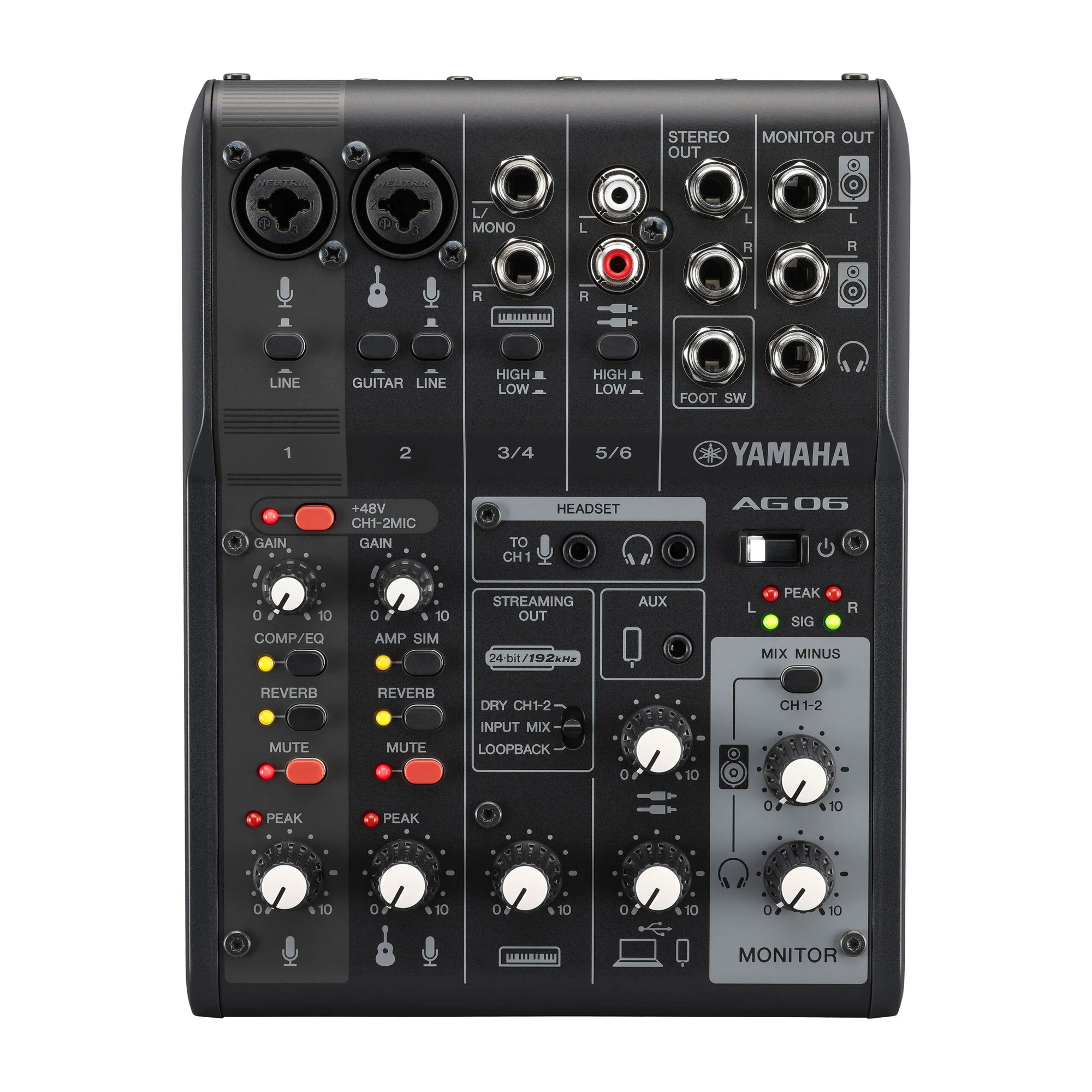 Yamaha AG06MK2 6-Channel Mixer and USB Audio Interface (Black) (Open Box) - Image 2